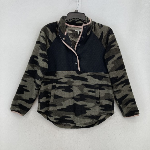 Maurices Pullover Womens Medium Sherpa Fleece Snap Camo Pockets Cozy Sweater NWT - Picture 1 of 15
